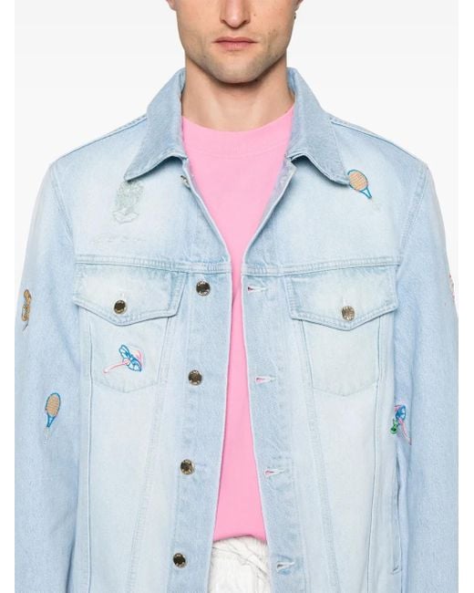 Casablanca Blue Embroidered Denim Jacket for men