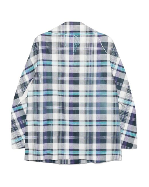 Comme des Garçons Blue Checked Double-Breasted Button Blazer for men
