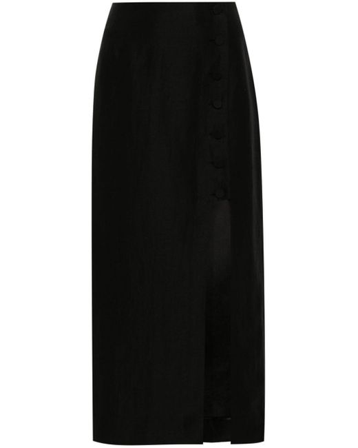 Sandro Black Leyla High-waist Midi Skirt