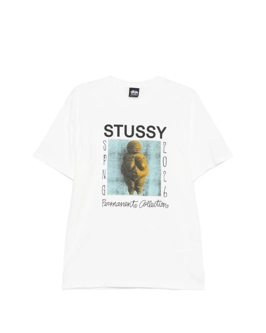 Stussy White Printed T-Shirt for men