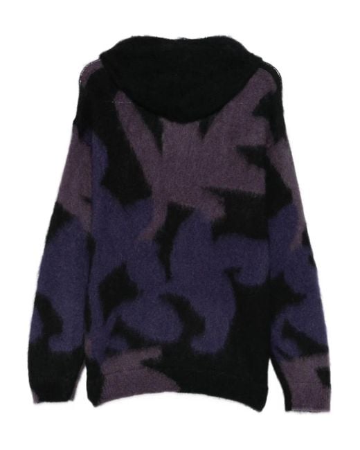 Roberto Collina Blue Patterned Hoodie for men