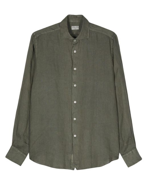 Xacus Green Cutaway-collar Linen Shirt for men