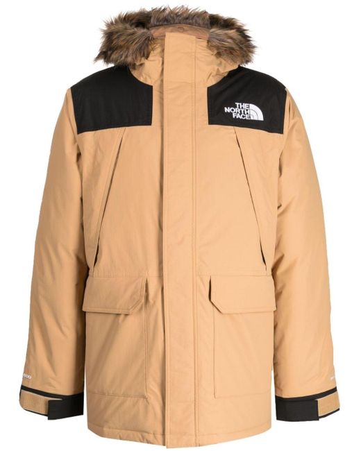 The North Face Brown Logo-embroidered Hooded Parka for men