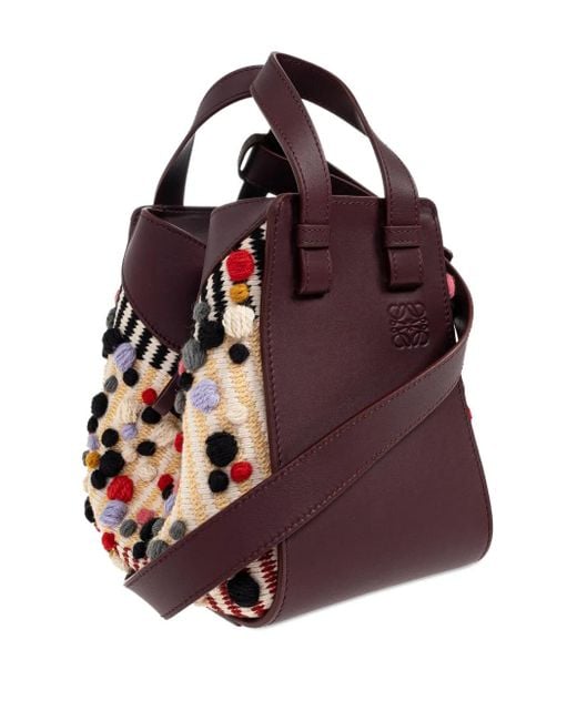Loewe Purple Hammock Pom-Pom Leather Tote Bag