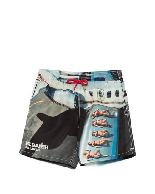 Mc2 Saint Barth Blue X Rick Dick Gustavia Swim Shorts for men