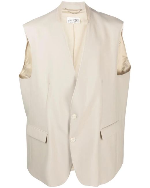 MM6 by Maison Margiela Natural Single-breasted V-neck Waistcoat for men