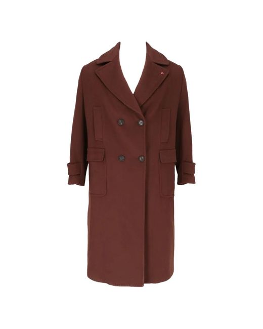 Isaia Red Double-Breasted Notched-Lapel Coat for men