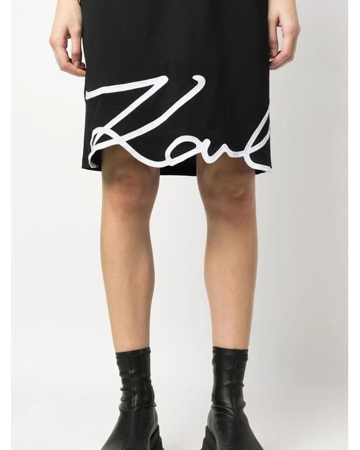 Karl Lagerfeld Black Signature Hem Organic-Cotton Dress