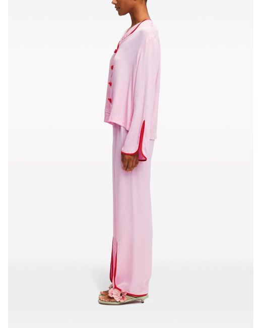 Sleeper Pink Louis Piped-trim Pyjamas