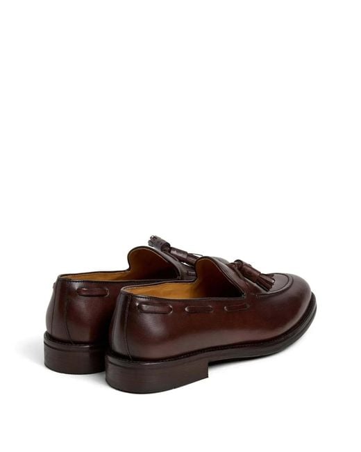 Hackett White Mayfair Crust Tassel Leather Loafers for men