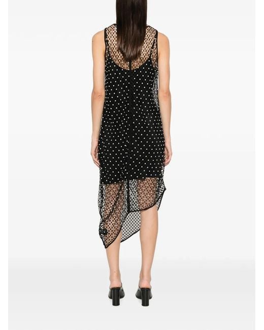 Paris Georgia Black Pearl-Embellished Asymmetric Midi Dress