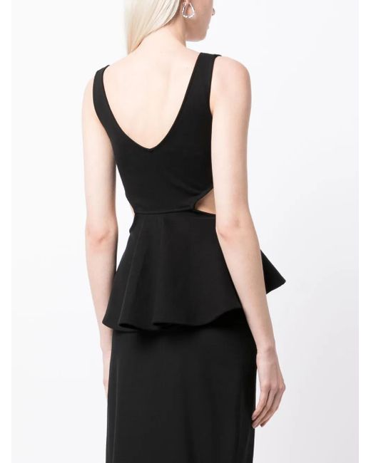 Goen.J Black Cut-Out Ruffled Top