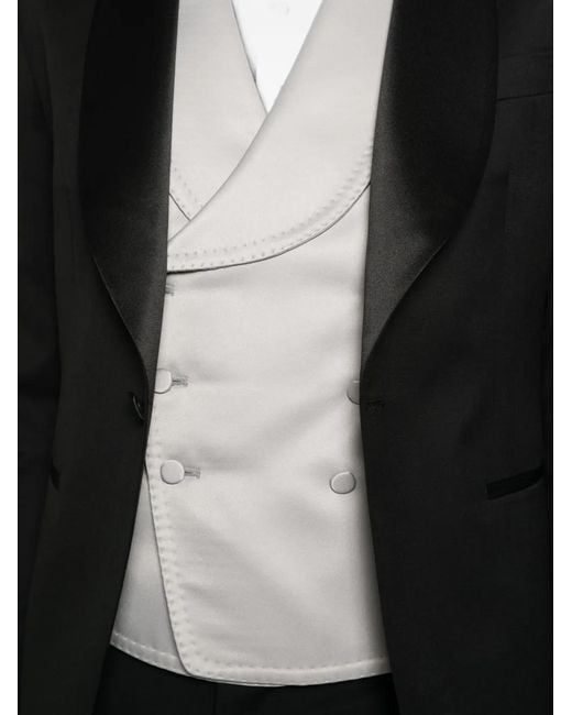 Tagliatore White Double-Breasted Shawl-Lapel Waistcoat for men