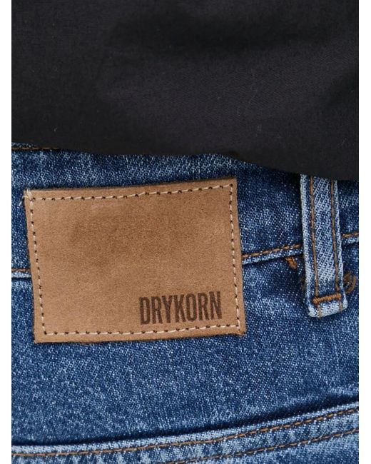 Drykorn Blue Leather-Patch Jeans for men