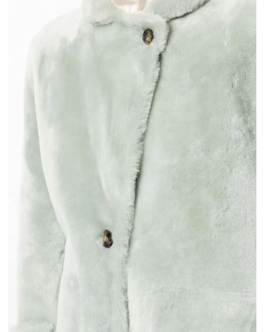 Yves Salomon White Button-Up Mid-Length Coat