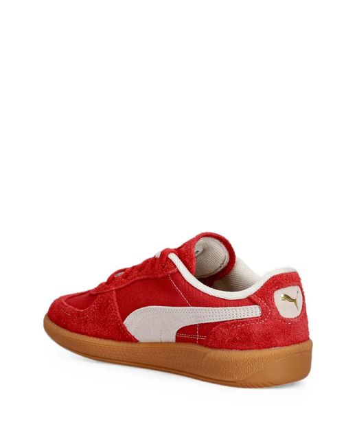 PUMA Red Palermo Logo-Patch Sneakers for men