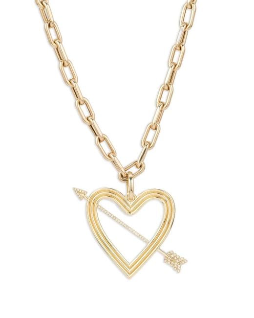 Adina Reyter Metallic 14Ct Heart And Arrow Diamond Necklace