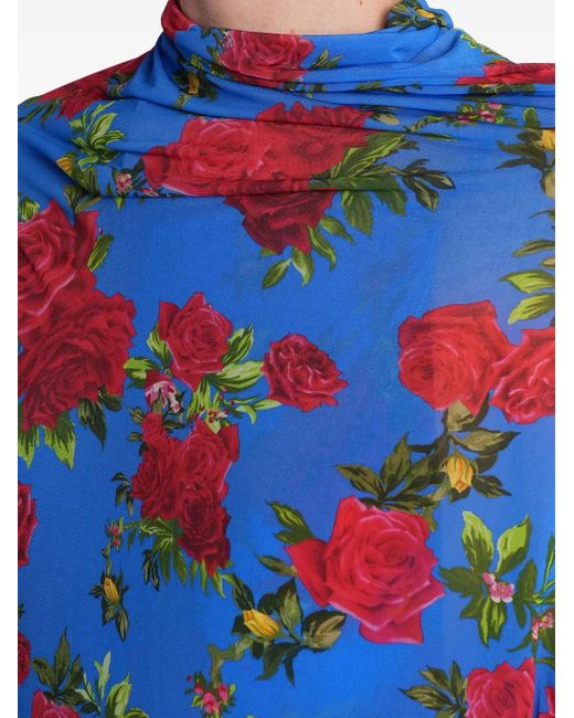 Vestido drapeado con estampado floral Magda Butrym de color Blue