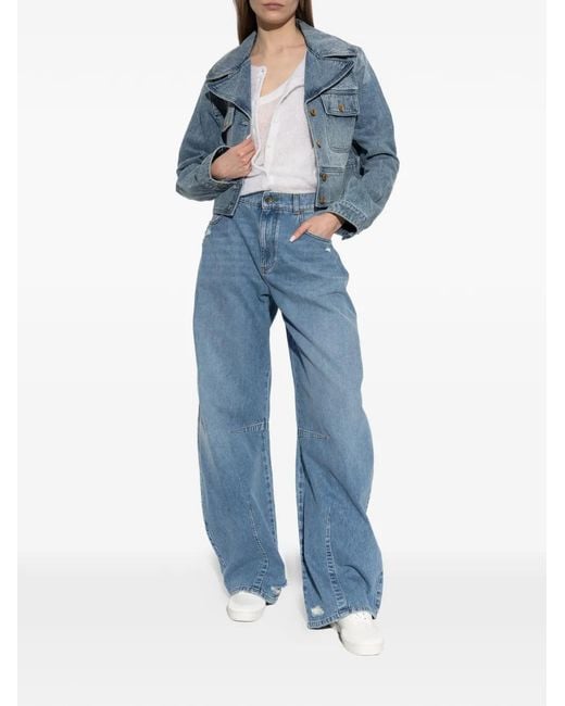MICHAEL Michael Kors Blue Button Cropped Jacket