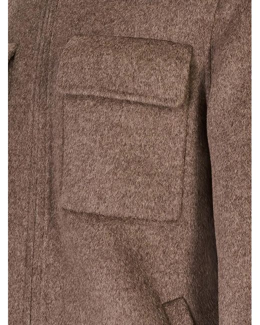Montecore Brown Flap-Pockets Zip-Up Jacket for men