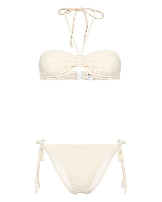 Lisa Marie Fernandez White Seersucker Bandeau Bikini