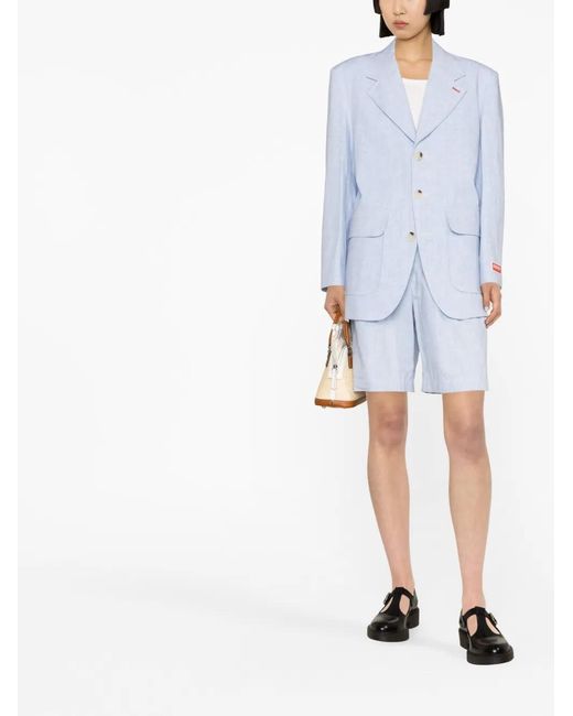 KENZO Blue Tailored Linen Shorts