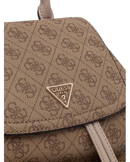 Guess Natural Manhattan Monogram Flap Backpack