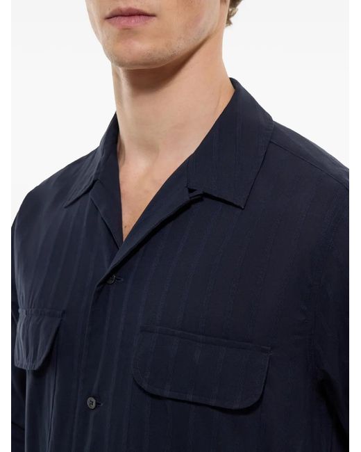 Fursac Blue Striped Flap-Pocket Shirt for men