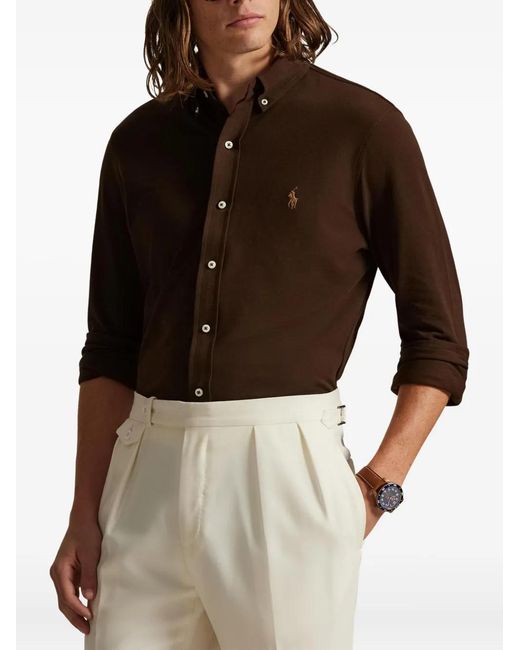 Polo Ralph Lauren Brown Logo-Detail Long-Sleeve Shirt for men