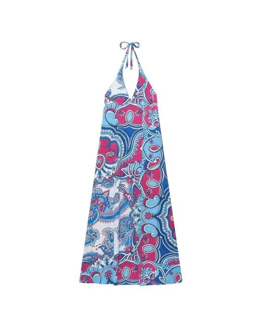 Maliparmi White Hippie Lotus Paisley-Print Maxi Dress