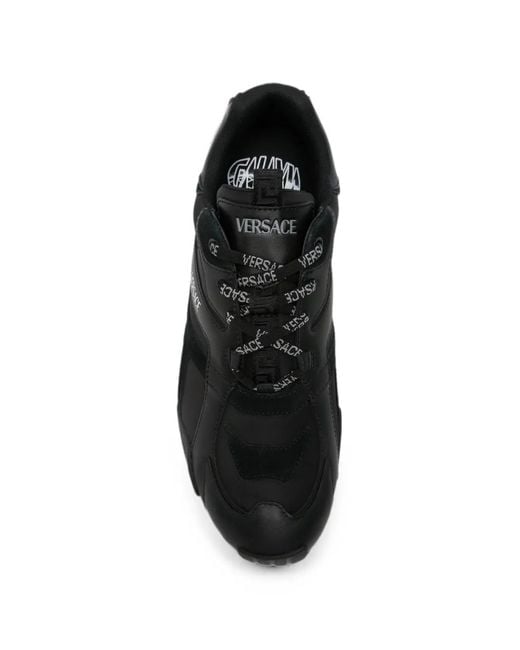 Versace Black Logo-Print Sneakers for men