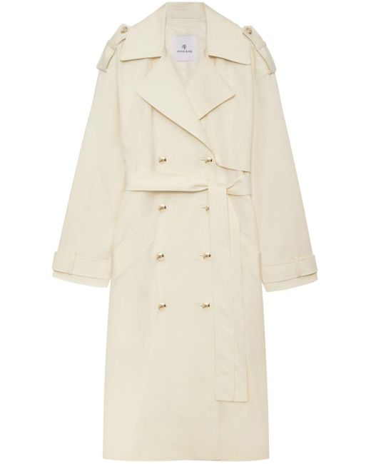 Anine Bing Natural Layton Button-detail Oversize Trench
