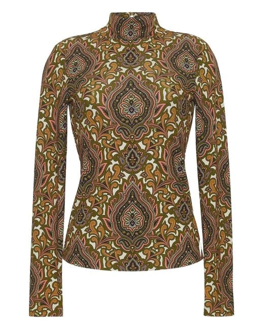 Cara Cara Green Suzie Paisley-Print Top