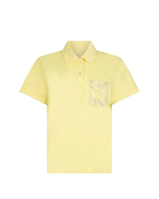 Liu Jo Yellow Polo Shirt With Rhinestones