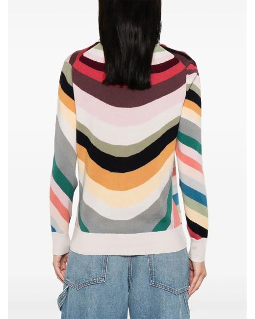 Paul Smith Natural Striped-Wave Cardigan