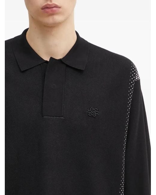 Filling Pieces Black Long-Sleeves Polo Shirt for men