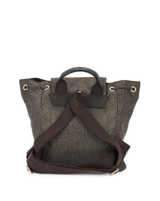 Borbonese Gray Eyelet-Embellished Drawstring Backpack