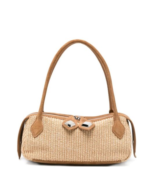 MINOBOSSI Natural Anna Raffia Tote Bag