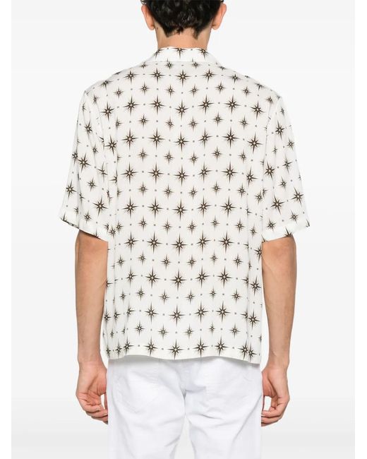 Amiri White Stardust Bowling Shirt With Cuban Collar for men