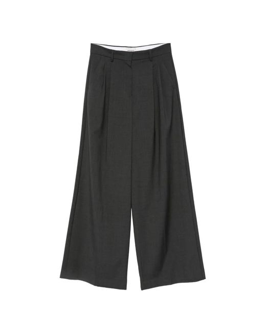 Weekend by Maxmara Gray Pleated Wide-Leg Trousers