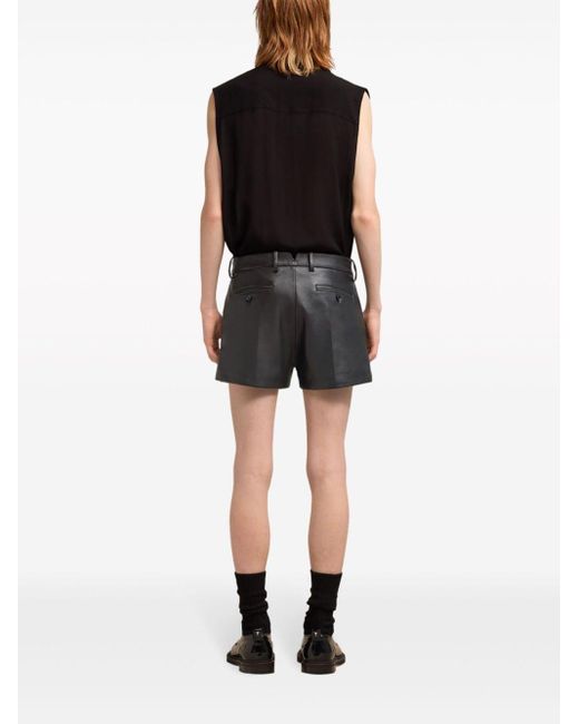 AMI Black Leather Tailored Shorts