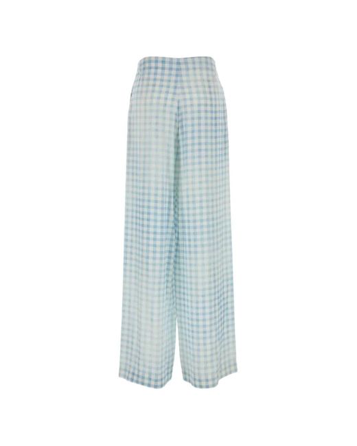 Ermanno Scervino Blue Drawstring Check-Pattern Trousers