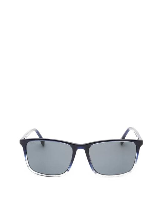 Boss Gray Rectangle-Frame Sunglasses for men