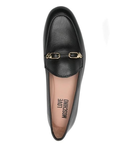 Love Moschino Gray Buckle-Detail Loafers