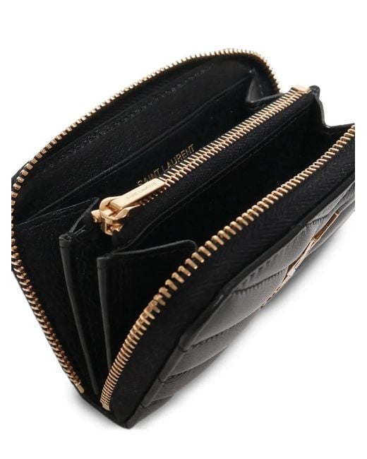 Saint Laurent Black Cassandre-Plaque Wallet