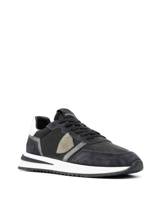 Philippe Model Black Tropez Calfskin Leather Sneakers With Logo for men