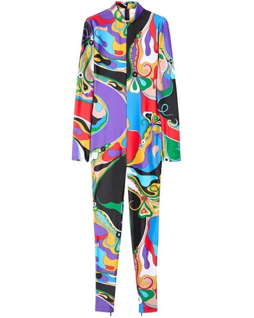 Emilio Pucci Blue Padded Mock Neck Jumpsuit