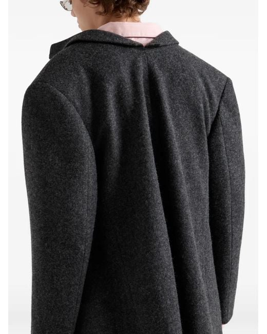 Prada Black Single-Breasted Shetland Wool Jacket
