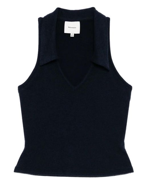 Reformation Blue Austine Top