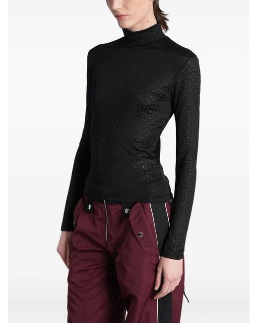 Casablanca Black Monogram-Pattern High-Neck Top